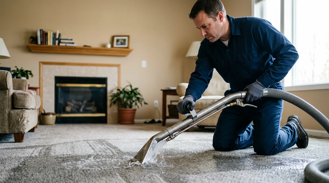 Water damage restoration technician working near Oakford, IN